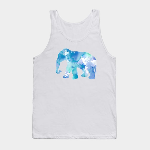 Light Blue Elephant Watercolor Painting Tank Top by Miao Miao Design